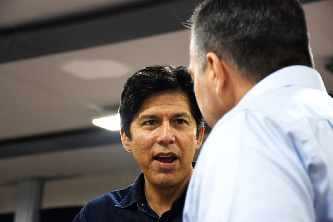 Kevin de León often frames himself as a leader of the resistance movement against President Donald Trump.