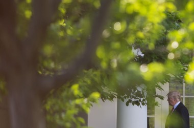 President Donald Trump arrives at the White House in Washington, D.C., on Friday, April 29th, 2017.