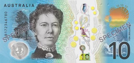 Australia's  note as it has appeared since 2017, featuring Mary Gilmore.