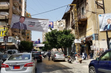 Electoral posters are plastered and strung around Beirut, Lebanon, ahead of parliamentary elections on May 6th.