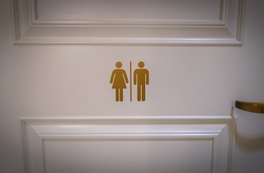 All-gender restroom at the Federal Reserve Bank in San Francisco, California.