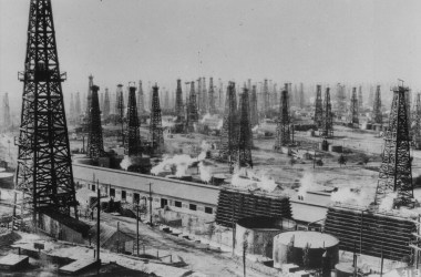 An oilfield of rotary derricks in 1938.