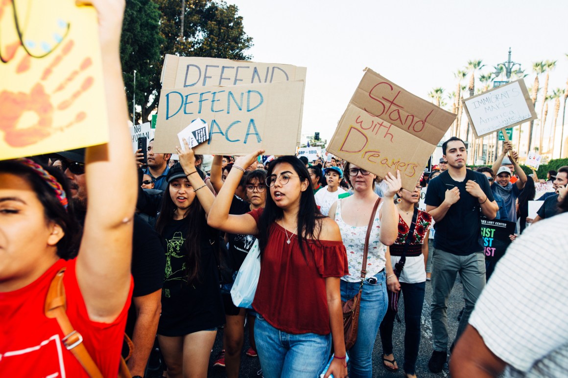 A protest to defend DACA in Los Angeles, California, in 2017.