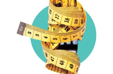 Illustration of a measuring tape wrapped around a fork