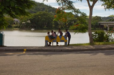 A group of young boys hanging out near the Sigatoka River.