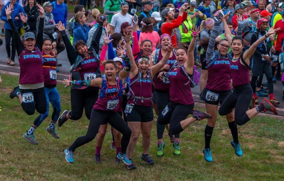 Members of the Kwe Pack at the Moose Mountain 25k in 2018.