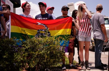 Young people wait for Milo Yiannopoulos