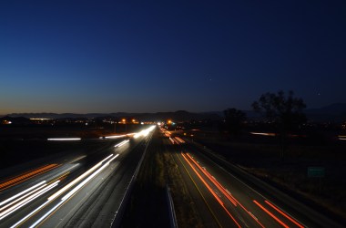 Cars on the freeway in Menifee, California.