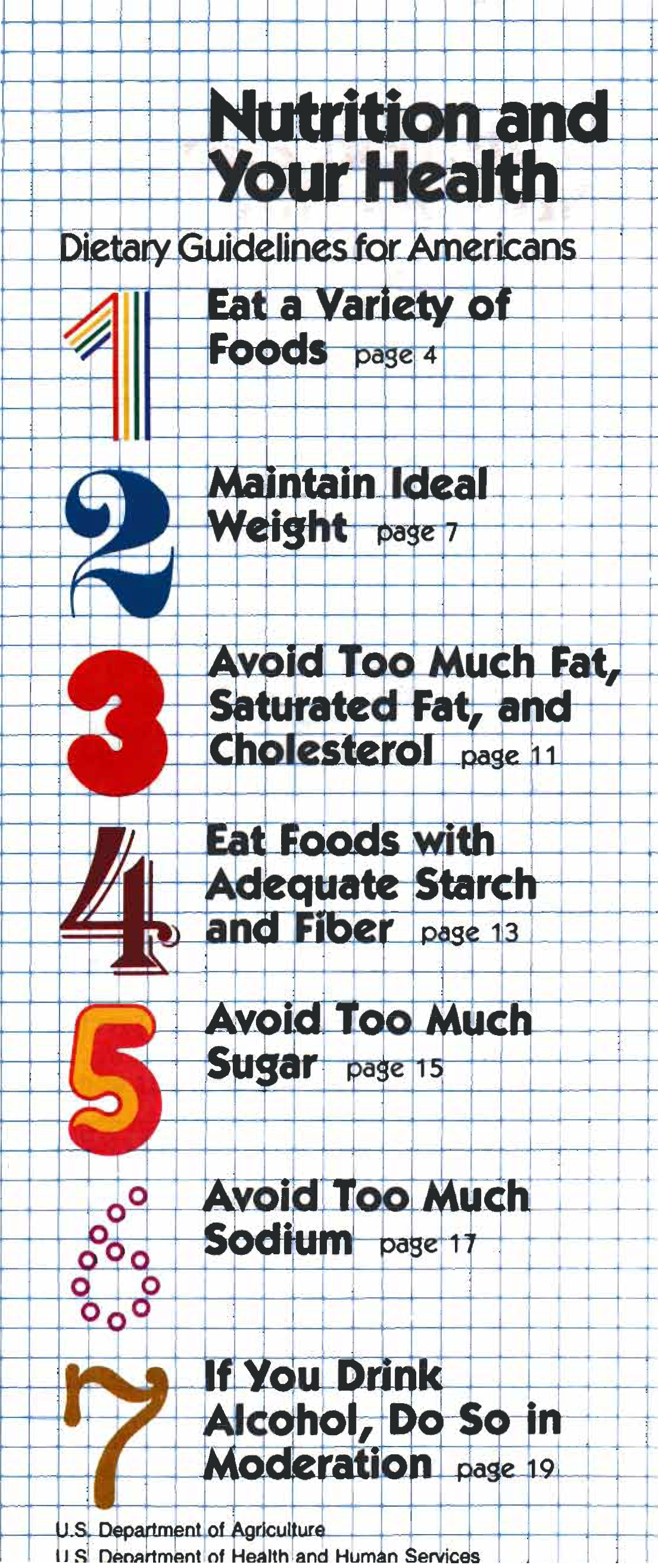 The cover of the 1980 Dietary Guidelines for Americans, produced by the Center for Nutrition Policy and Promotion Service.