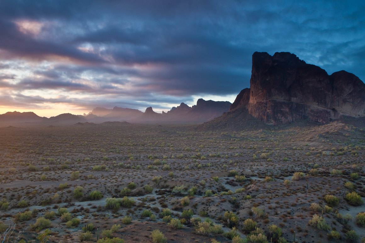 The 97,880-acre Eagletail Mountains Wilderness is about 65 miles west of Phoenix, Arizona, in Maricopa, Yuma, and LaPaz counties. It's managed by the Bureau of Land Management.