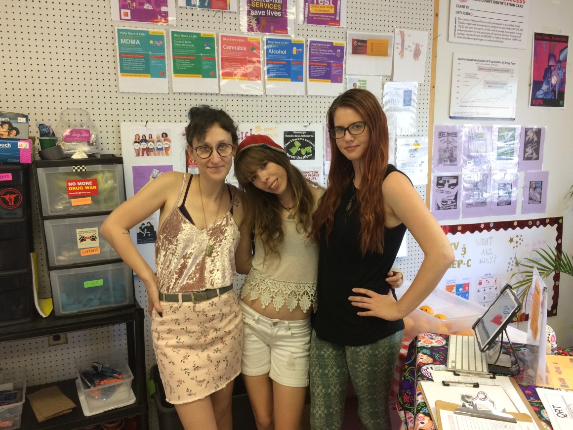 At the Wilmington Exchange from left to right: Bernadette Calicchio, Becca Lilly, and Bree Cassel.