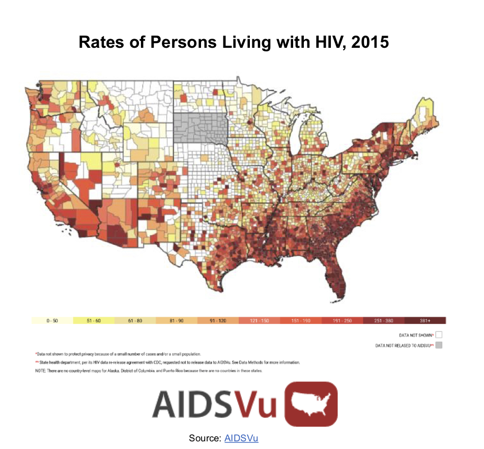 Rate of Americans with HIV as of 2015