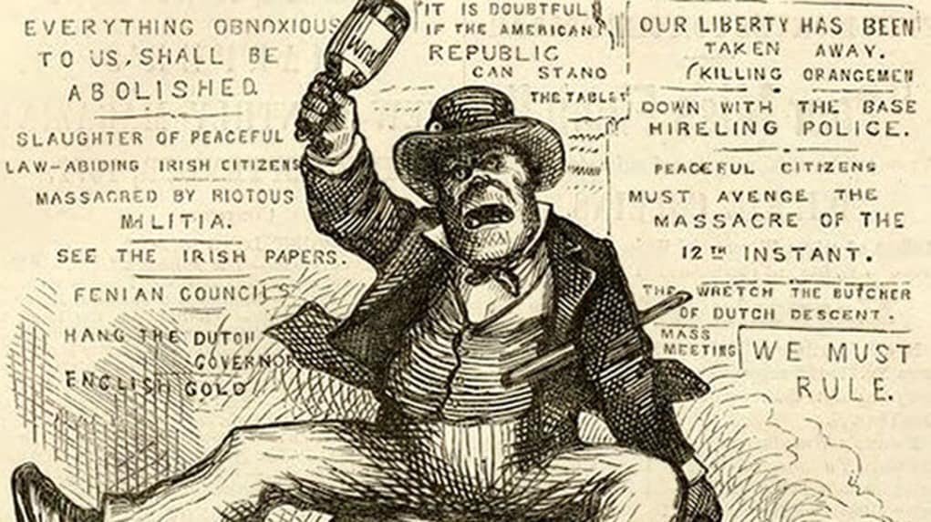 Racist Irish caricatures in 19th-century America