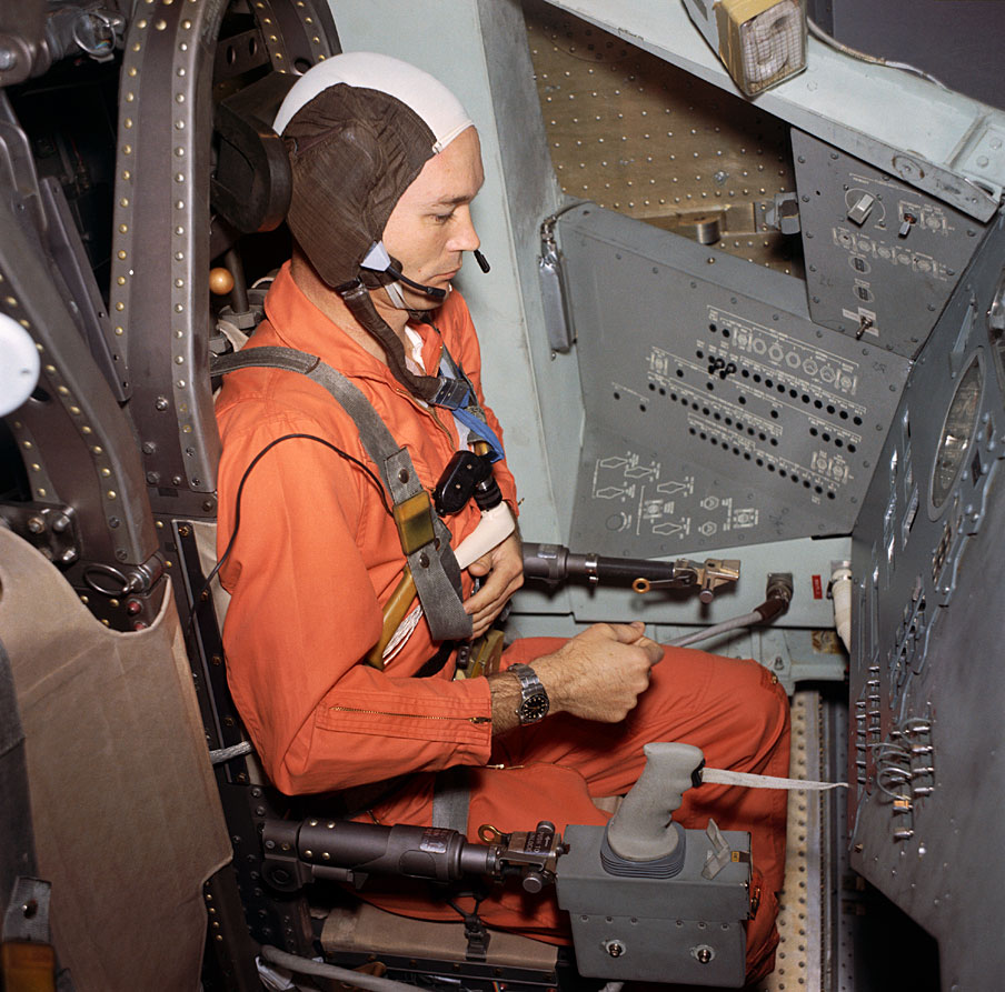 Mike Collins during centrifuge training.