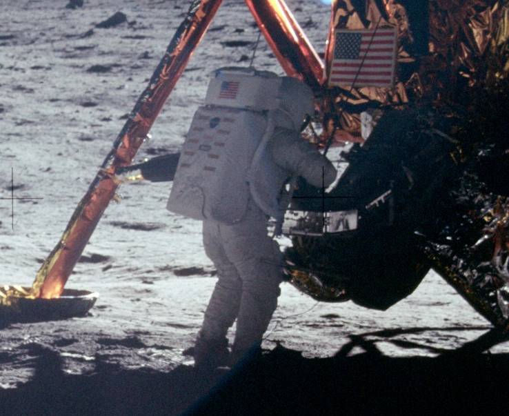 Neil Armstrong on the Moon.