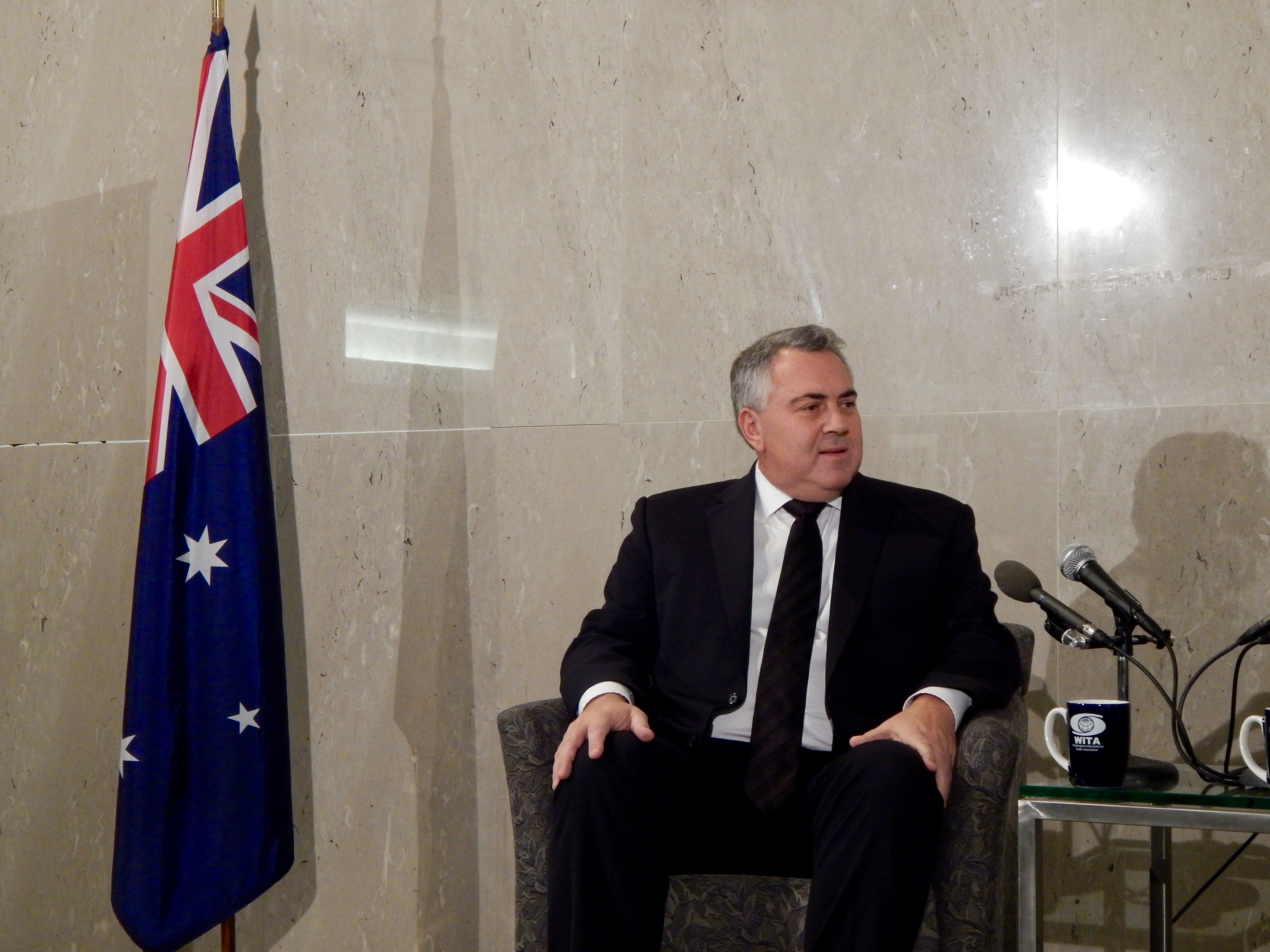 Ambassador Joe Hockey addresses the Washington International Trade Association at the Embassy of Australia in Washington, D.C.