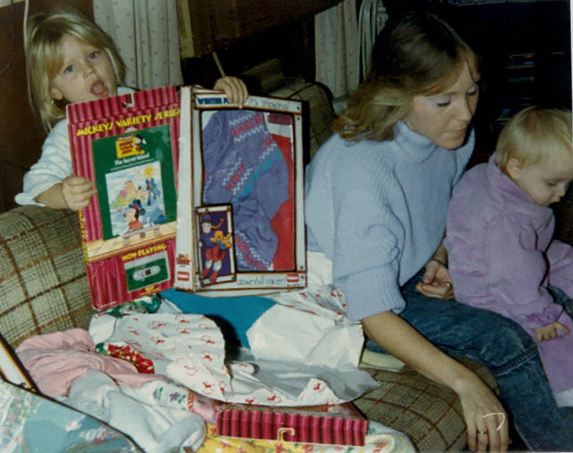 Debbie Daley (center), Christmas 1987.