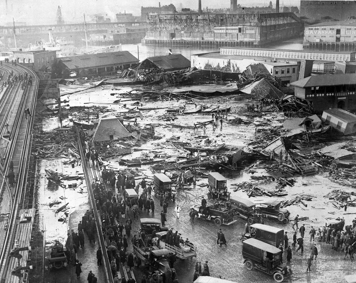 Twenty one people were killed on Boston's Commercial Street in the North End when a tank of molasses ruptured and exploded.