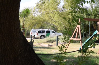 A Customs and Border Protection SUV on Cavazos' property.