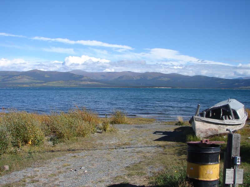 Burwash Landing on the shore of Kluane Lake.