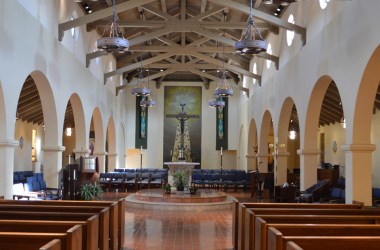 The interior of the Corpus Christi Church, in Fremont, California.