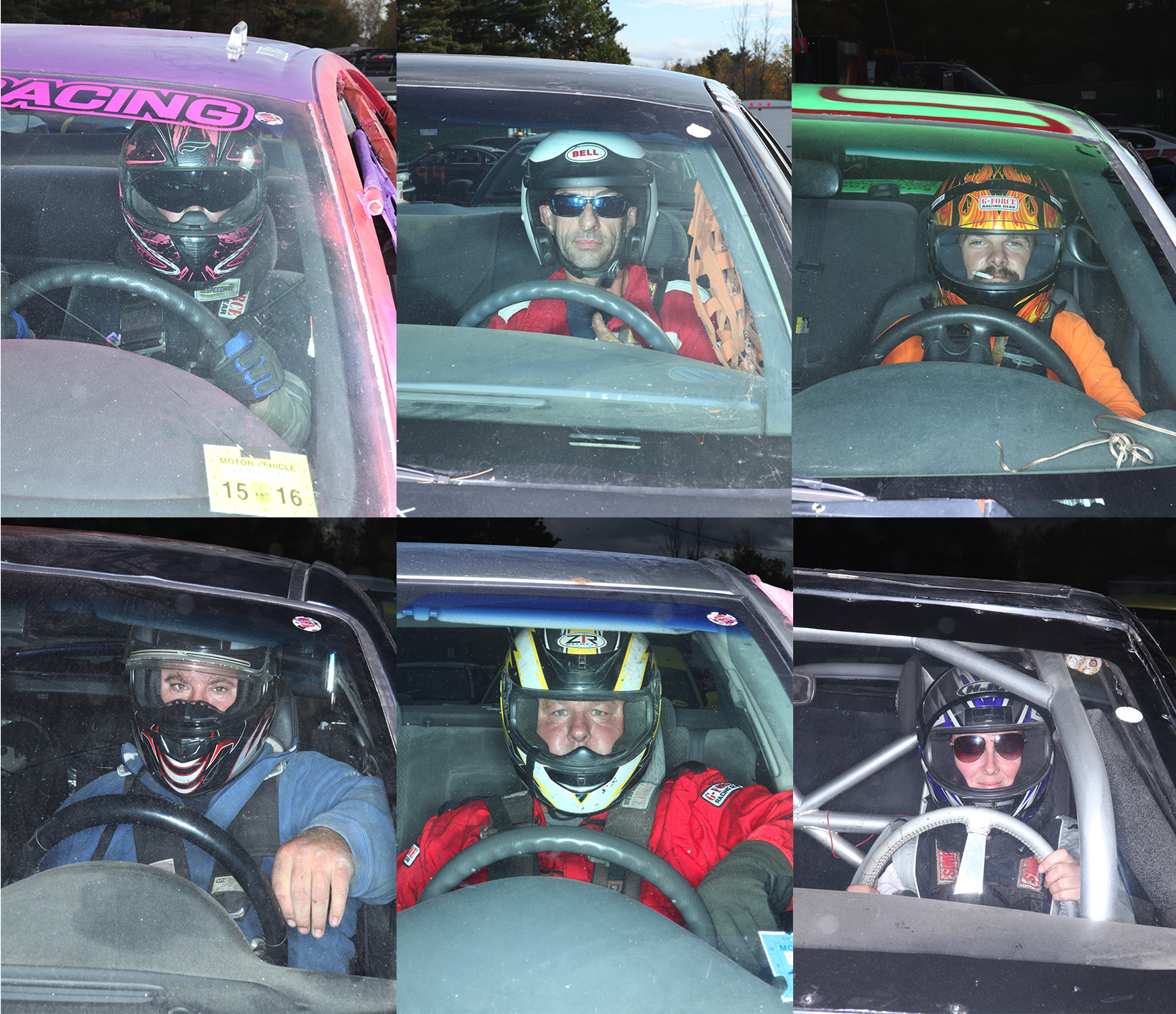 Some of the drivers at Skowhegan's demolition derby.