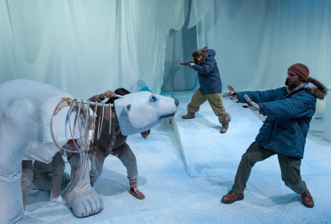 Sophorl Ngin, Jaime Carrillo, and Nael Nacer in the premiere of Chantal Bilodeau's Sila, directed by Megan Sandberg-Zakian, at the Underground Railway Theatre in Cambridge, Massachusetts, in 2014.