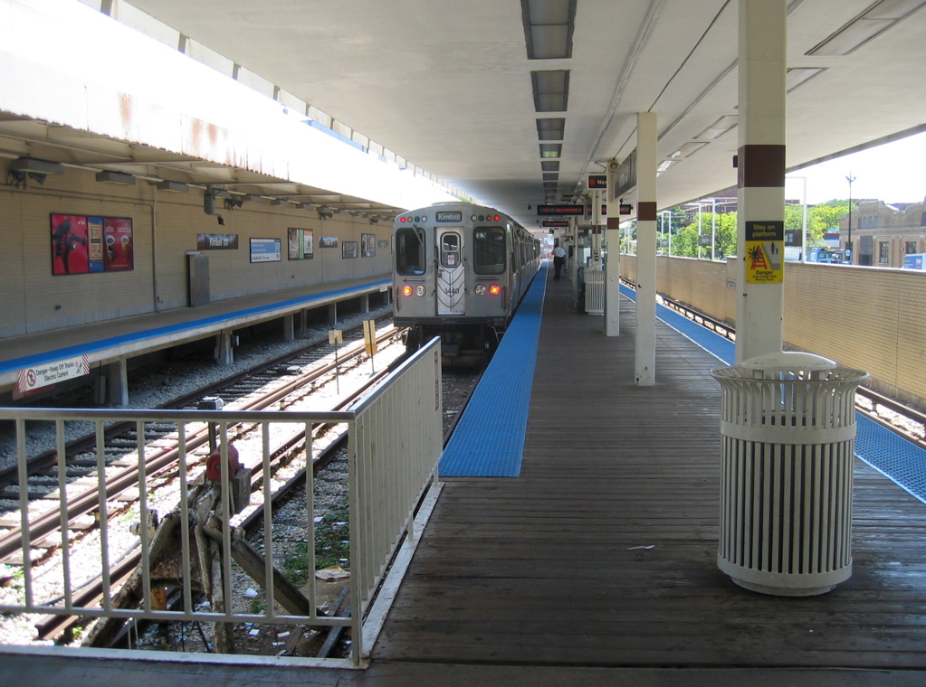 The Kimball station at the terminus of the CTA Brown Line, in Albany Park, Chicago.