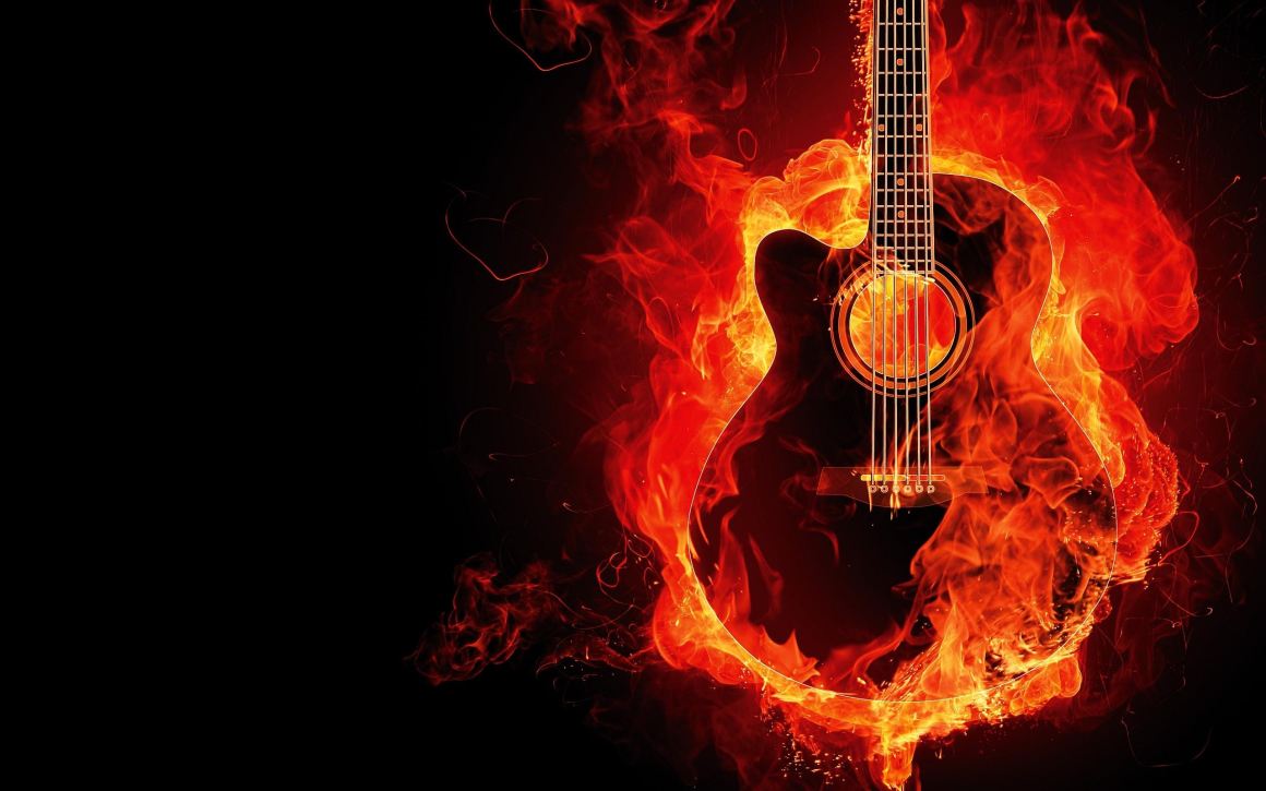 Guitar on fire music