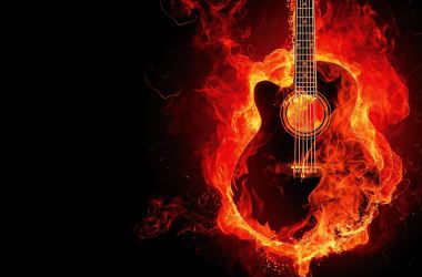 Guitar on fire music