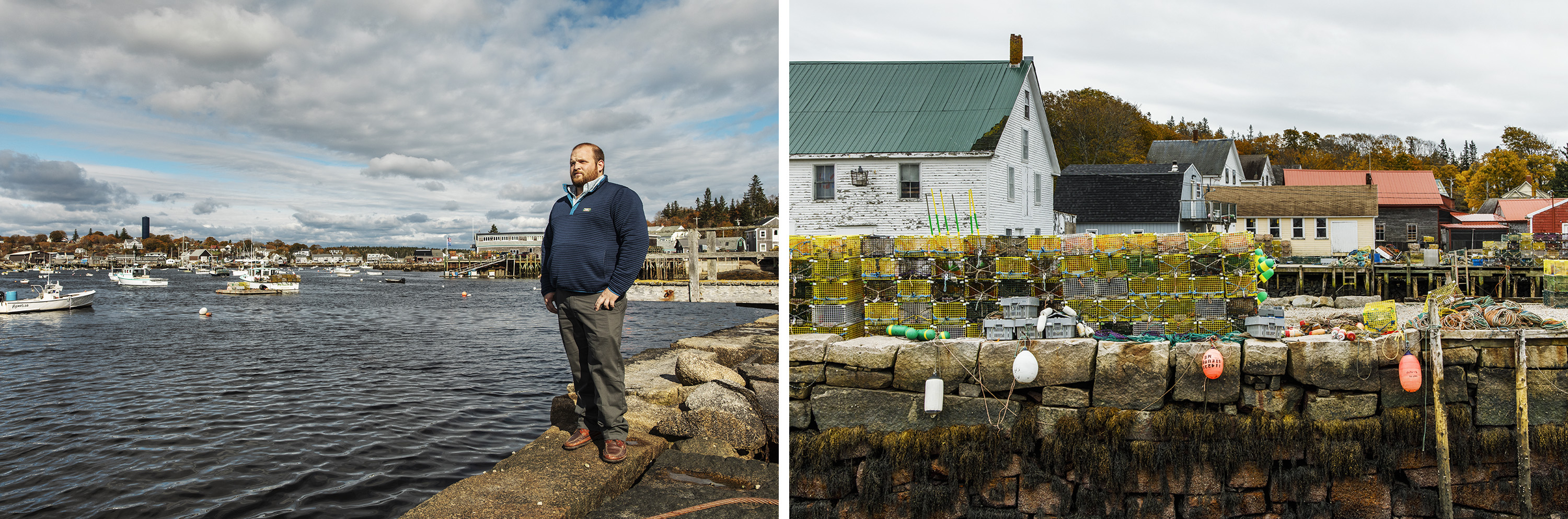 Left: Andrew Dorr. | Right: Vinalhaven, Maine.