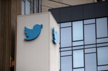 A sign is posted on the exterior of Twitter headquarters on July 26th, 2018, in San Francisco, California.