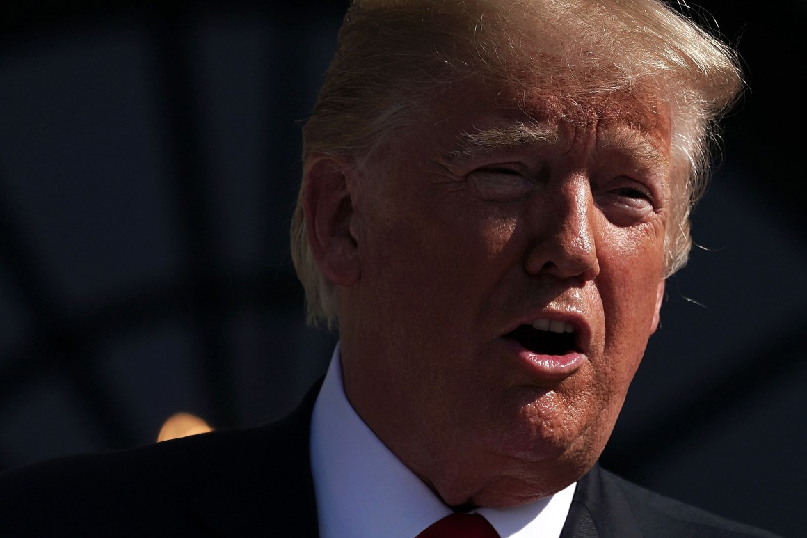 President Donald Trump gives remarks on the economy at the South Lawn of the White House on July 27th, 2018.