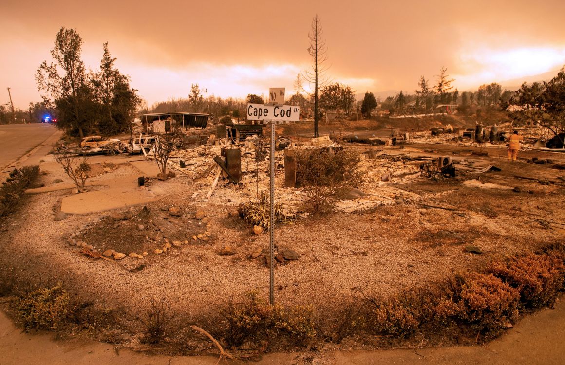 Destroyed properties in Redding, California.