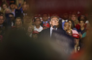 President Donald Trump speaks during his Make America Great Again Rally at the Florida State Fair Grounds Expo Hall on July 31st, 2018, in Tampa, Florida.