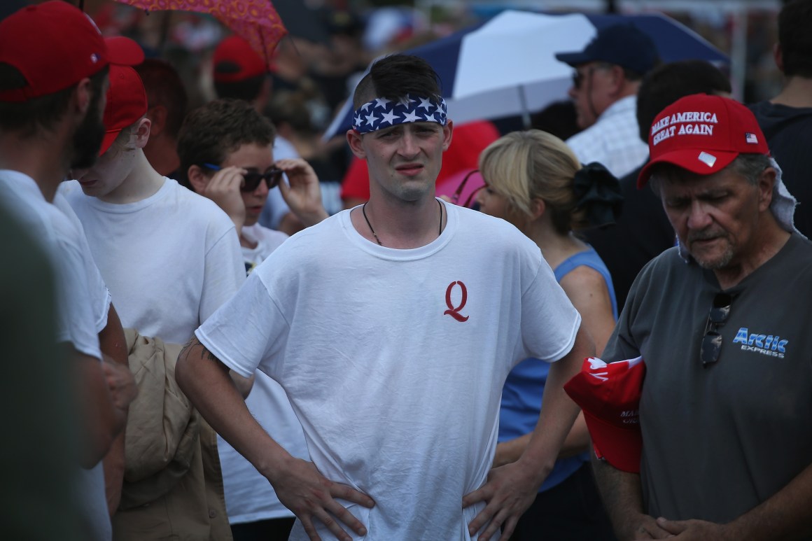 People attend a rally for Ohio Republican congressional candidate Troy Balderson on August 4th, 2018, in Lewis Center, Ohio.