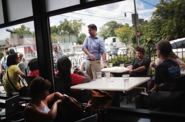 Ohio Democratic congressional candidate Danny O'Connor visits the Cup O Joe coffeehouse to thank voters and campaign volunteers and speak to reporters following a special election on August 8th, 2018, in Columbus, Ohio.