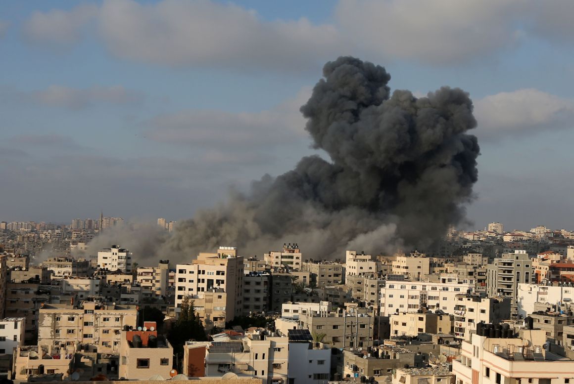 Smoke billows following an Israeli airstrike on Gaza City on August 9th, 2018.