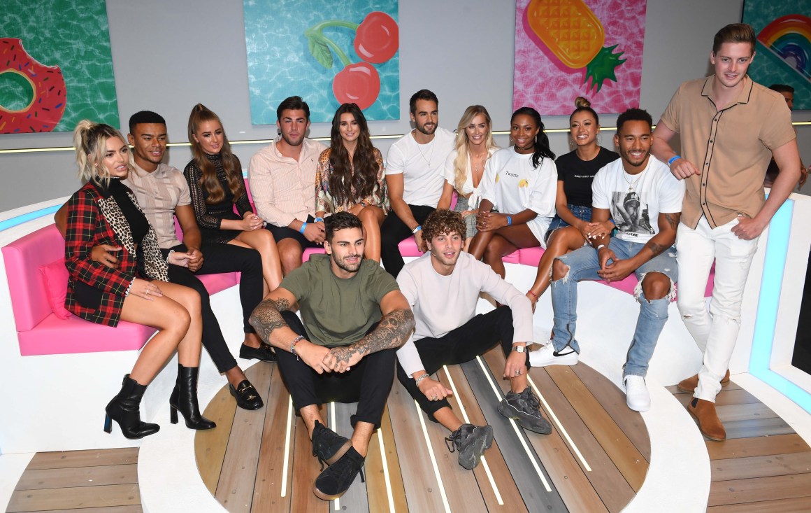 Megan Barton Hanson, Wes Nelson, Georgia Steel, Dani Dyer, Jack Fincham, Laura Anderson, Paul Knops, Samira Mighty, Josh Denzel, Kaz Crossley, and Alex George during the Love Island Live photocall at ICC Auditorium on August 10th, 2018, in London, England.