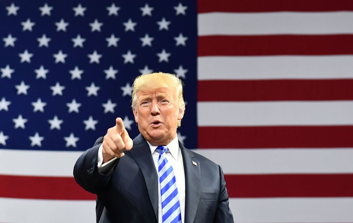 President Donald Trump arrives for a political rally at the Charleston Civic Center in Charleston, West Virginia, on August 21st, 2018.