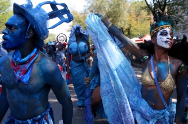 Costumed dancers participate in the annual West Indian Day Parade on September 3rd, 2018, in Brooklyn. The parade is one of the biggest celebrations of Caribbean culture in North America.