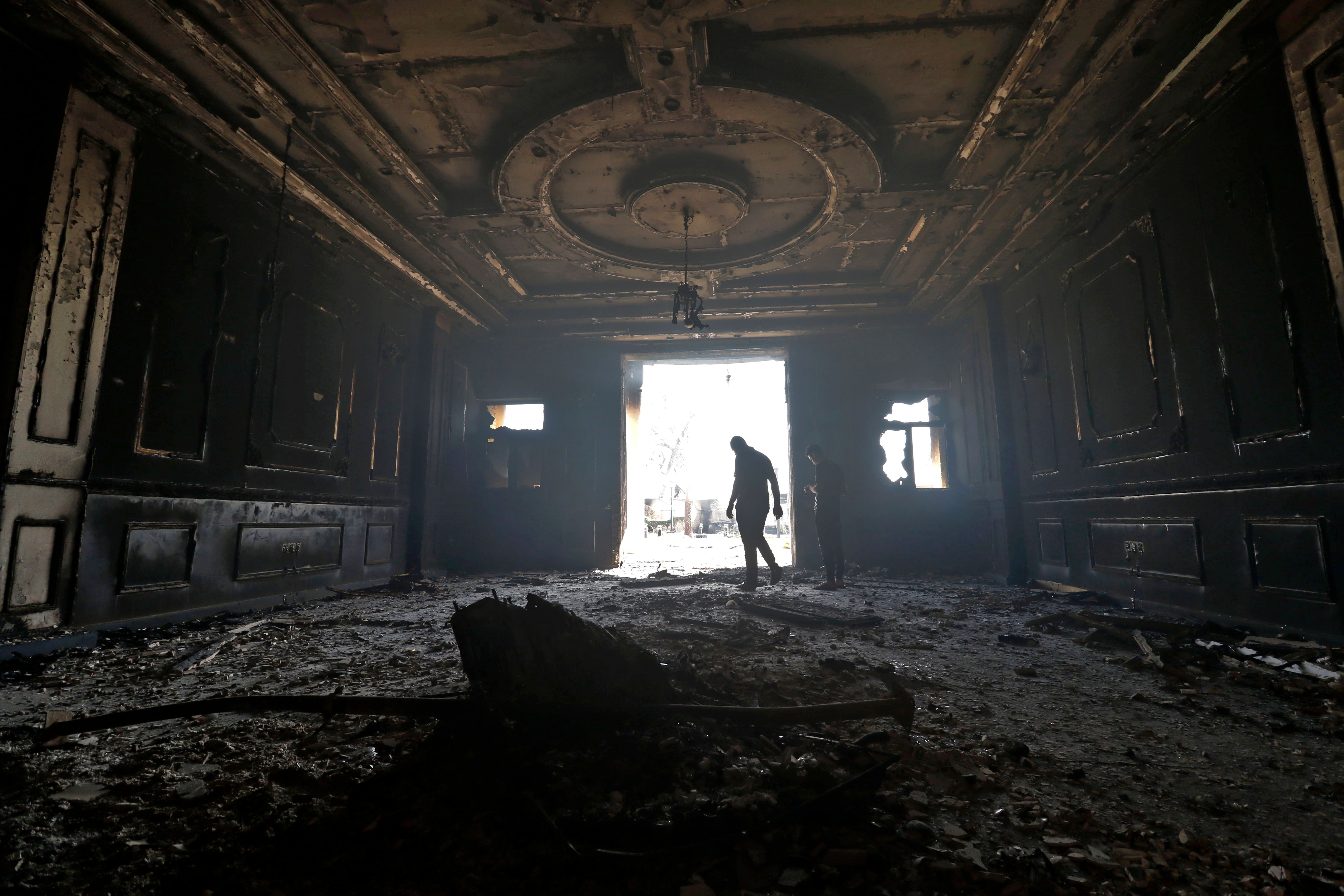 A picture shows the damaged house of Basra's governor in the aftermath of a violent protests on September 7th, 2018.