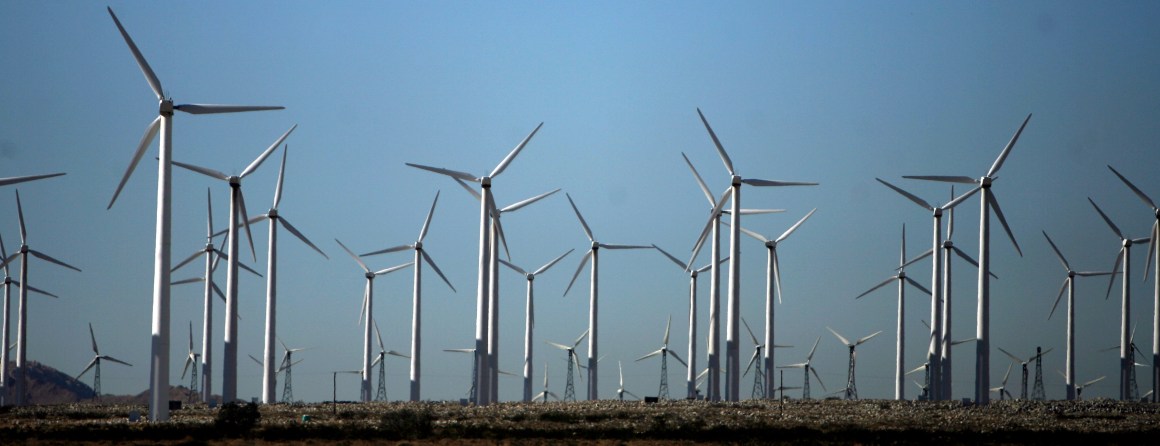 Wind turbines.