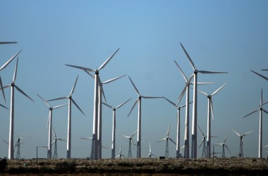 Wind turbines.