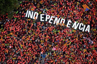 Catalan separatists take to the streets during a pro-independence demonstration on September 11th, 2018, in Barcelona, Spain, marking the National Day of Catalonia, the "Diada." Protesters sought to put on a show of strength and unity during celebrations of the region's national day, nearly a year after Catalonia's failed attempt to break away from Spain.