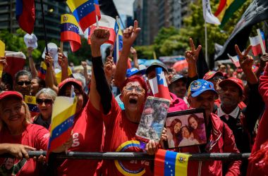 Pro-government activists demonstrate in support of Venezuelan President Nicolás Maduro and against United States meddling, in Caracas, on September 11th, 2018.