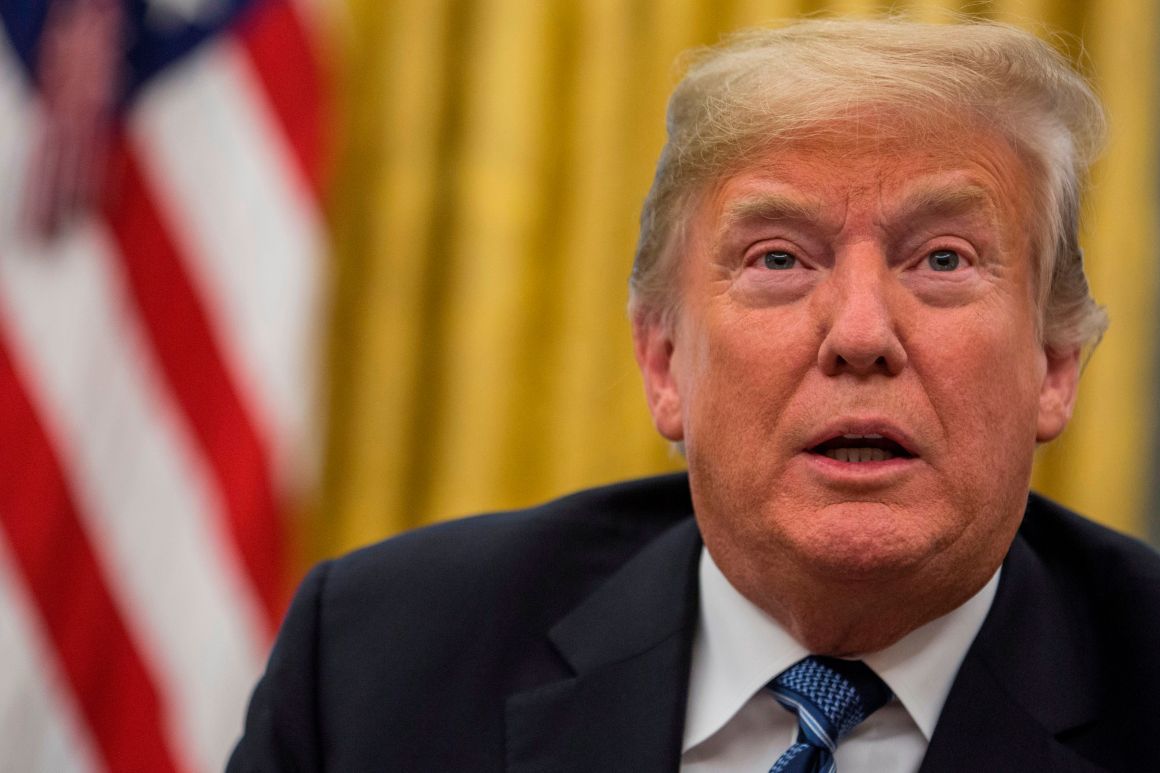 President Donald Trump speaks to members of the press in the Oval Office at the White House on September 11th, 2018.