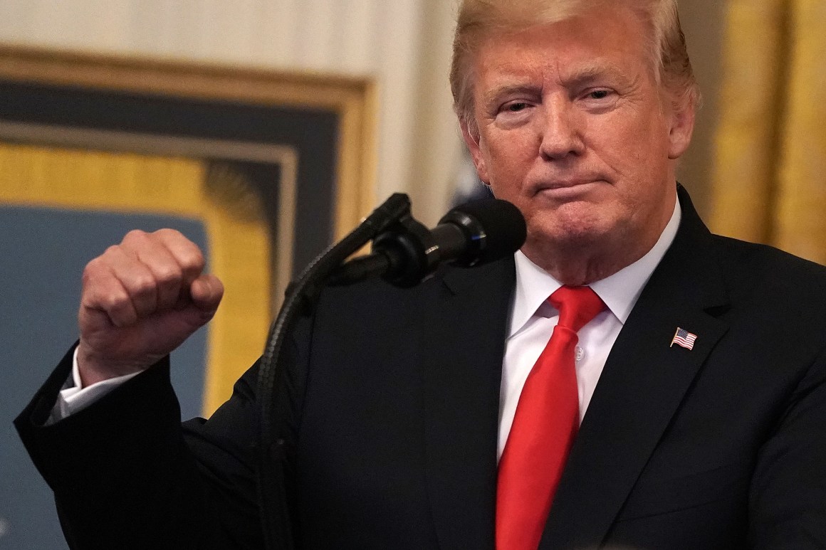 President Donald Trump speaks in the East Room of the White House on September 12th, 2018, in Washington, D.C.