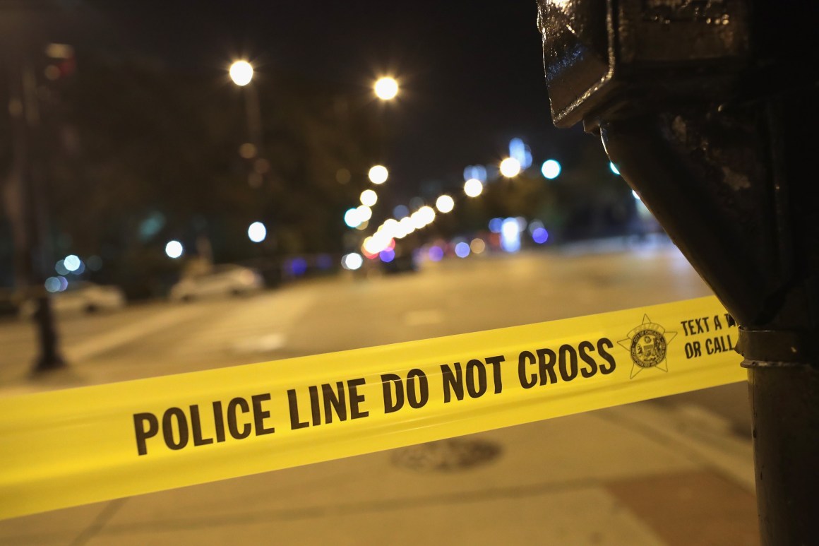 Police investigate the scene of a shooting near the Chinatown neighborhood where four people were shot in an apparent road rage incident on September 19th, 2018, in Chicago, Illinois.