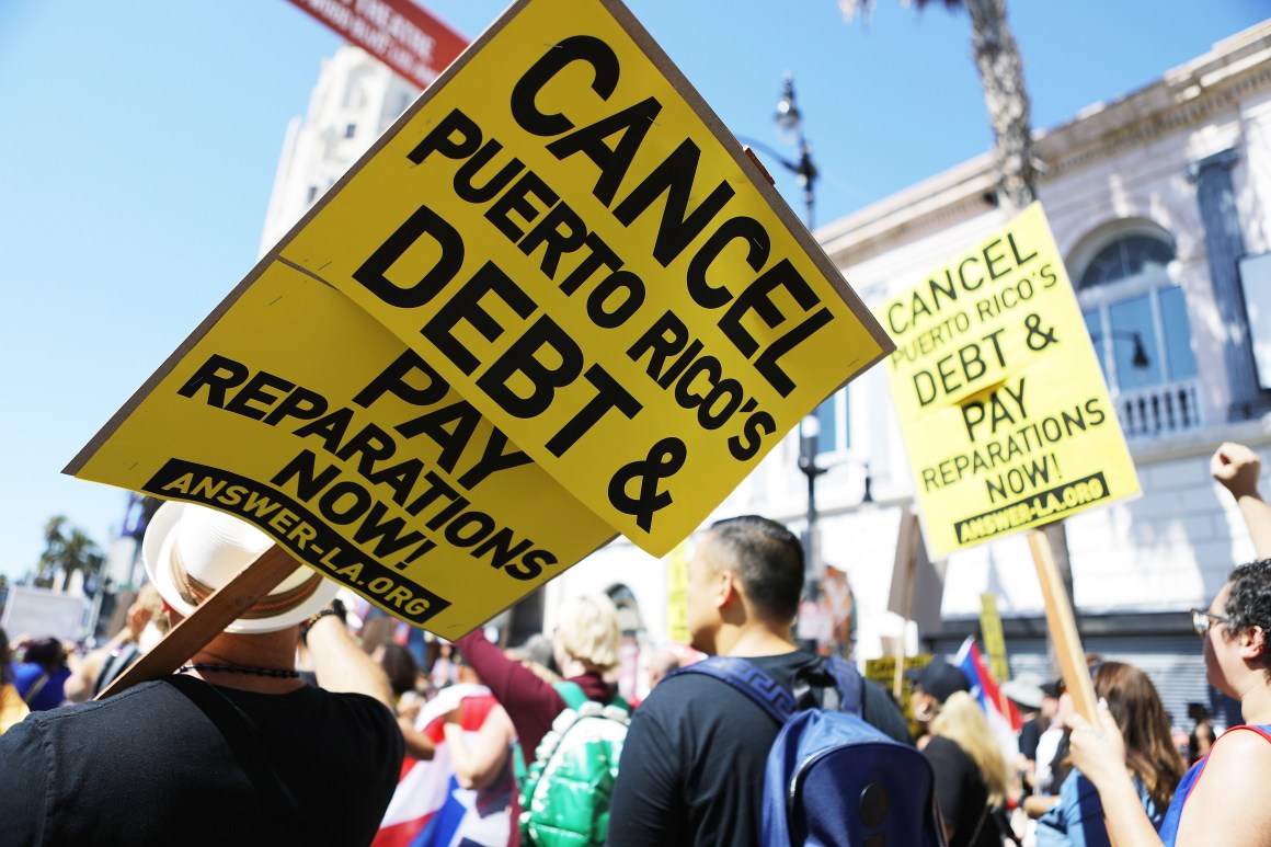 Activists in Los Angeles call for supporting Puerto Rico on September 23rd, 2018, one year after Hurricane Maria devastated the island.